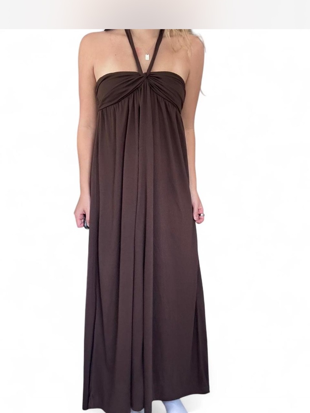 Steve Madden Brown Strapless Halter Maxi Dress